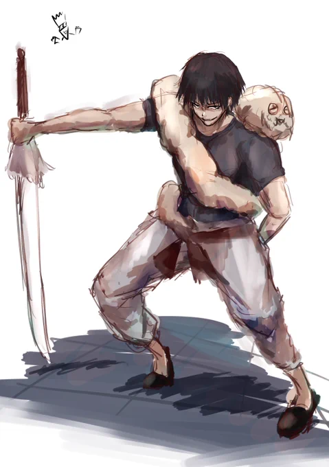 サークルの人にお題貰って描いた1時間半ちょいのすいちゃんと、40分ちょいのパパ黒と乙骨のらくがき 