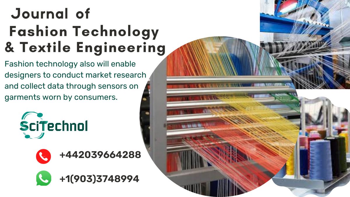 A peer-reviewed academic journal, Journal of #Fashion #Technology & #TextileEngineering seeks to publish the most thorough and trustworthy source of information on new discoveries and emerging trends in the form of original papers, review articles case studies brief messages etc.