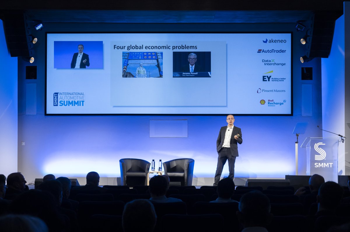 SMMT's tweet image. "Although the world is a difficult place at the moment, we can say that automotive might be bright spot in the UK economy in the next year"

@ChrisGiles_ #SMMTSummit