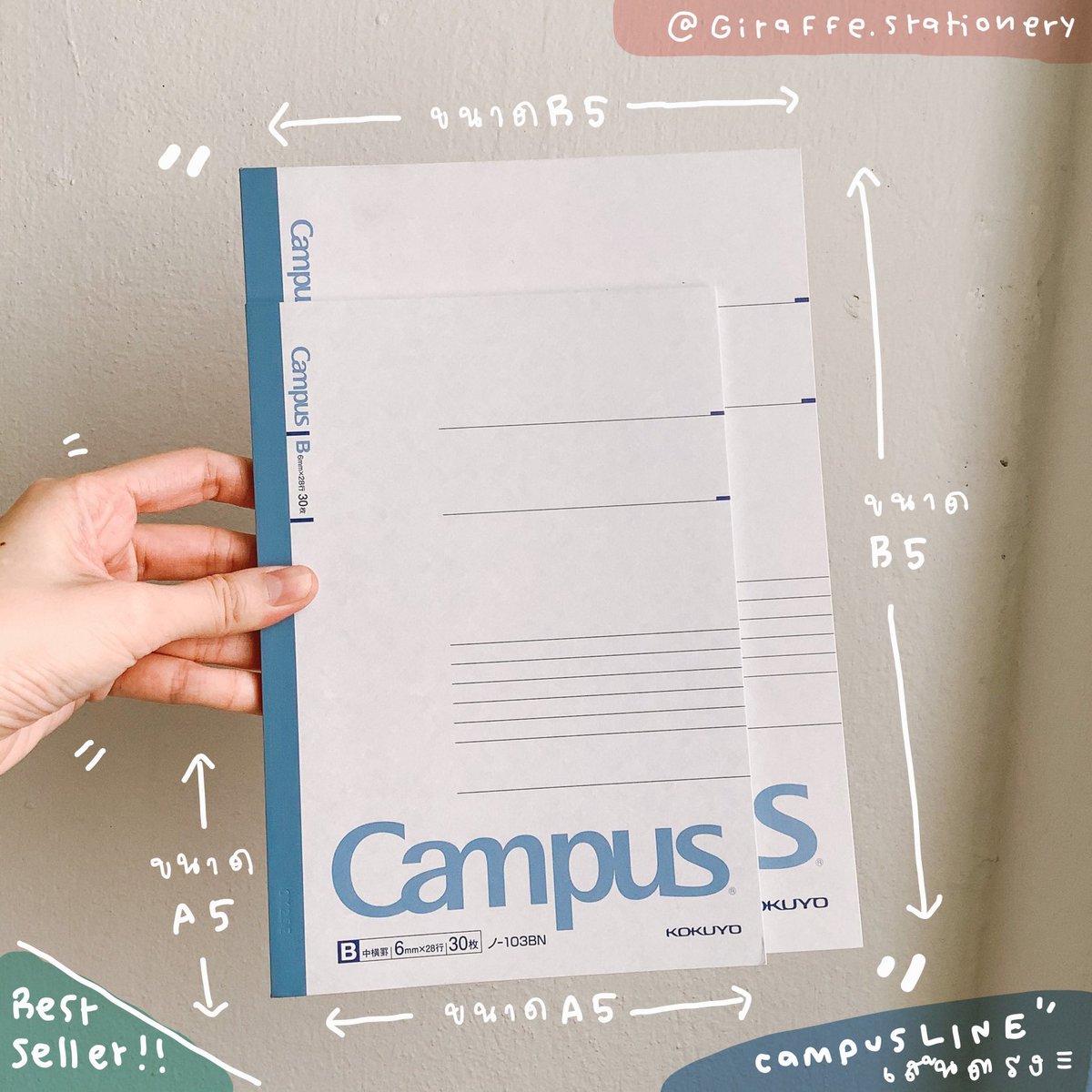 giraffereview's tweet photo. Campus Notebook สมุดโน้ตเส้นตรงสันกาวปกสีน่ารักขนาด B5 ใครใช้สมุดแบรนนี้จะทราบกันดีอยู่แล้วน้า ว่าเนื้อกระดาษคุณภาพดีมาก ผิวสัมผัสเนียนละมุนมือมากค่ะ จดสรุป เขียนบันทึก รุ่นนี้การันตีความคุ้ม สีกระดาษเป็นแบบถนอมสายตาด้วยน้าา 😘😘🇯🇵#รีวิวเครื่องเขียน https://t.co/oYzSjvoBEE