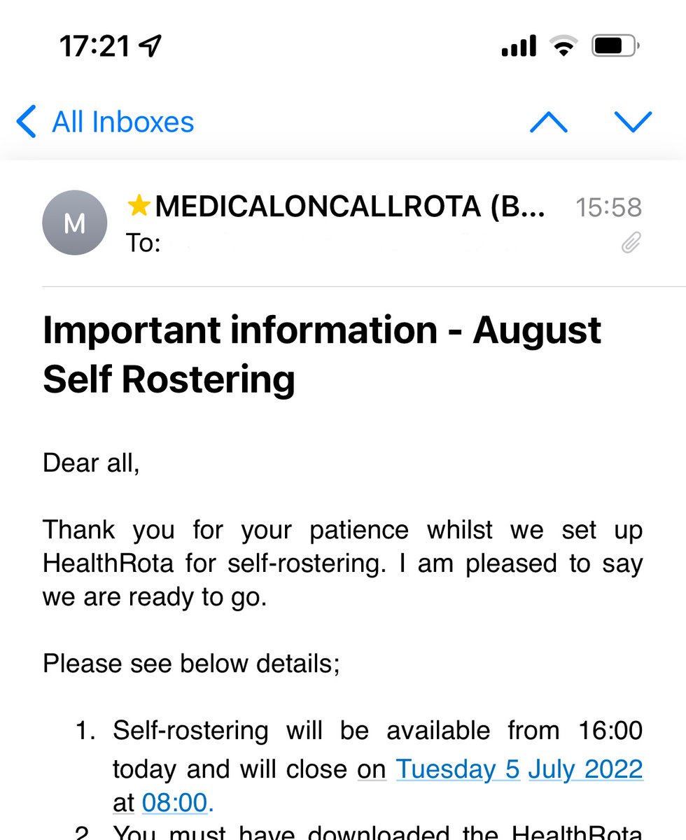Mark Johnson (@geridocmark) on Twitter photo It’s been two years, but yesterday the rota team <a href="/BucksHealthcare/">Buckinghamshire Healthcare NHS Trust</a> began self-rostering on <a href="/healthrota/">HealthRota Limited</a> for our medical registrar rotas for the first time. Aim is for flexibility for all trainees @FlexNHS It’s been two years, but yesterday the rota team <a href="/BucksHealthcare/">Buckinghamshire Healthcare NHS Trust</a> began self-rostering on <a href="/healthrota/">HealthRota Limited</a> for our medical registrar rotas for the first time. Aim is for flexibility for all trainees @FlexNHS