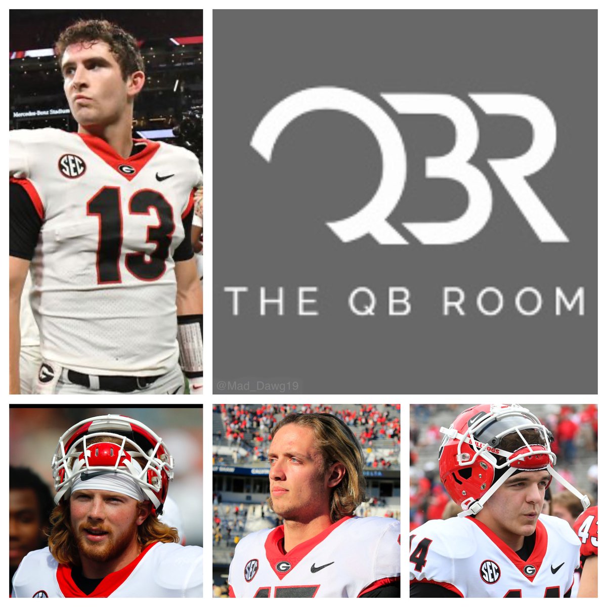Mad_Dawg19's tweet photo. Those four guys that are going to meet in that quarterback room in fall camp, are the most depth of the guys that I know and trust can play the position. -Kirby Smart #GoDawgs https://t.co/vvbsFVoXFg