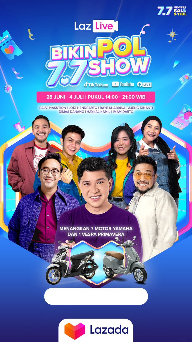 naksku's tweet photo. kalo ada yg seruu, kenapa harus aku tinggal https://t.co/WEgvamC9YJ #BikinPol77Show  nangizzz bgt malah rugi:( klo gadapet pun gapapa masi ada nonton gratis  dan Bintang Tamu lainn @LazadaID  #VespaBuatLazadians Nonton Lazlive Dapet Motor https://t.co/z74AEYBACf