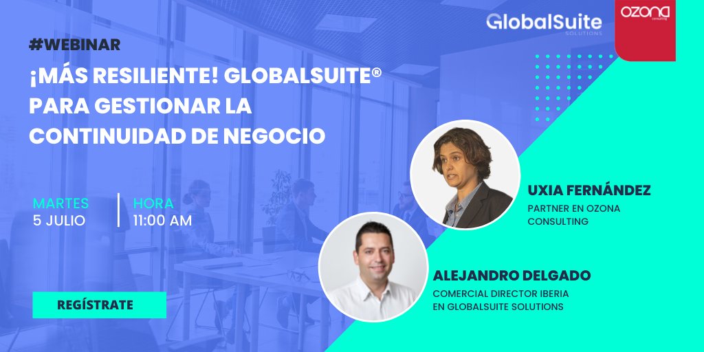 global_suite's tweet image. Junto con @ozonaconsulting lanzamos un nuevo #Webinar para ayudar a las empresas a ser ¡más resilientes!

🔸 Inscríbete gratis aquí → attendee.gotowebinar.com/register/77377…
🔸 Martes 05/07 | 11:00 horas (ESP)

#ContinuidadDeNegocio #GlobalSuiteSolutions #GestionDeCrisis #riesgos