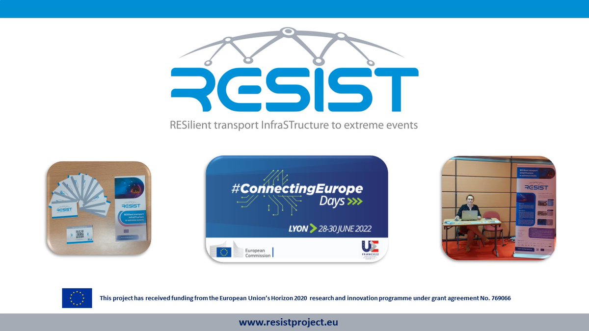 The RESIST project is present at the Connecting Europe Days 2022, Europe’s mobility flagship event, from 28 to 30 June in Lyon, France.
Visit us at Stand 67.

➡️ More information about this event - transport.ec.europa.eu/connectingeuro… 
 
➡️ Visit the RESIST webpage: resistproject.eu