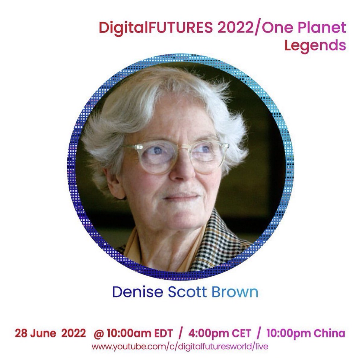 DigitalFutureJp's tweet photo. 本日夜11時のDigitalFUTURES Legendシリーズの配信では、デニーズ・スコット・ブラウンのインタビューをお届けします。
https://t.co/NARNAIdN4y https://t.co/5elOsVlKJS