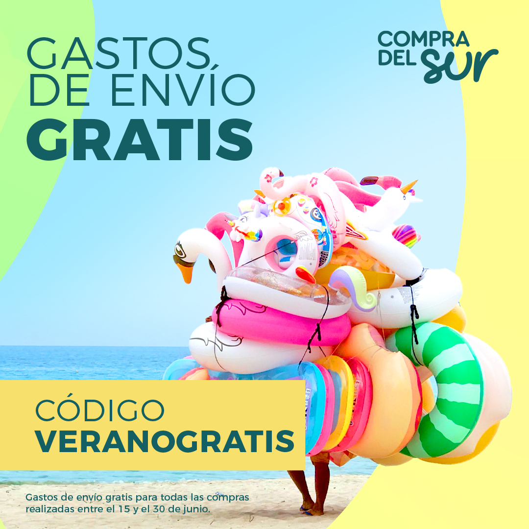 Queremos darle la bienvenida al ☀verano☀ de la mejor forma posible... ¡con gastos de envío gratuitos!

Usa el código: 𝗩𝗘𝗥𝗔𝗡𝗢𝗚𝗥𝗔𝗧𝗜𝗦

Promoción disponible hasta finales de Junio. ¡Aprovéchala!

📲 compradelsur.es