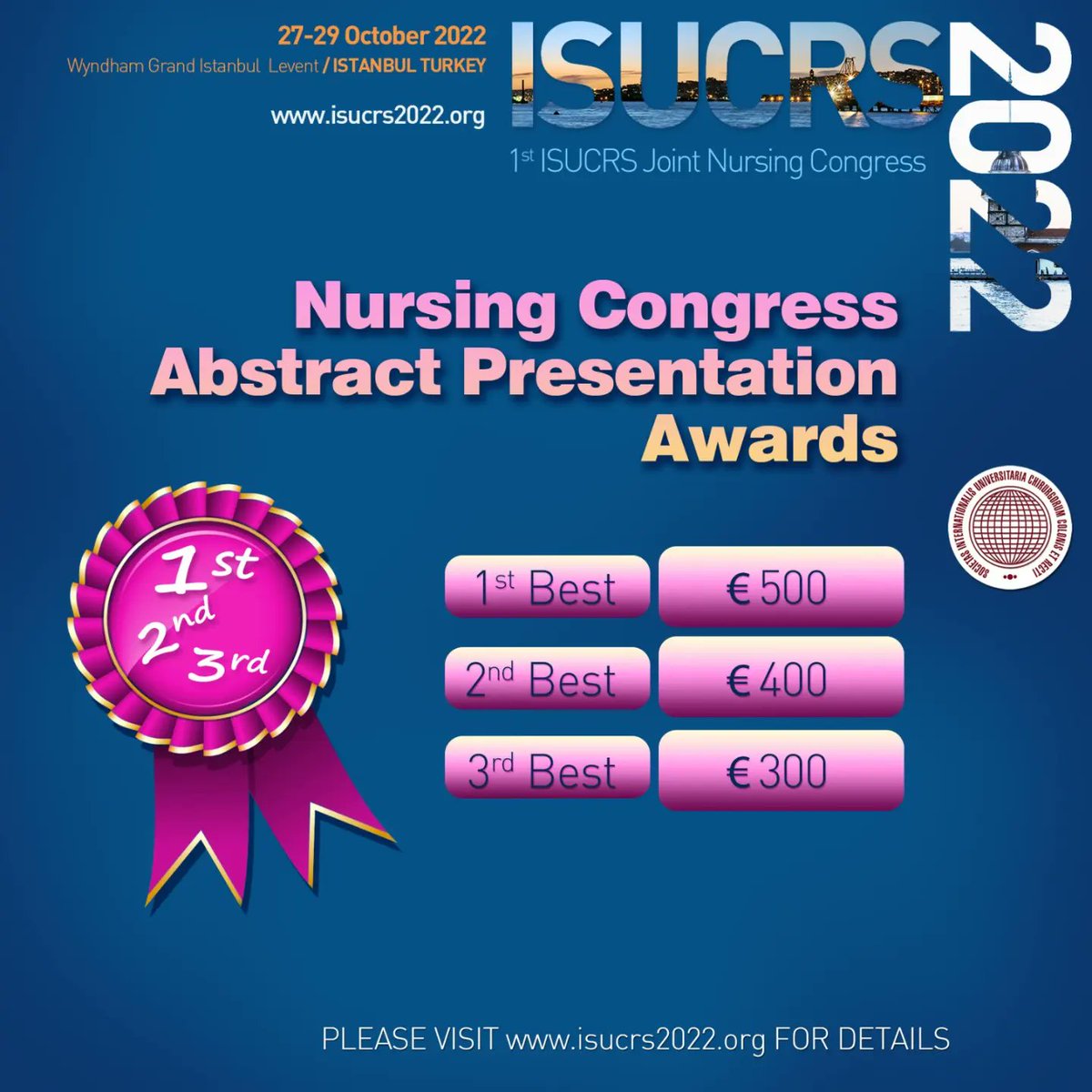 Best 3 abstracts in each category will be rewarded. Don't forget to submit your abstracts before 23.59 on 30 June 2022! #isucrs #isucrs2022 #turkey