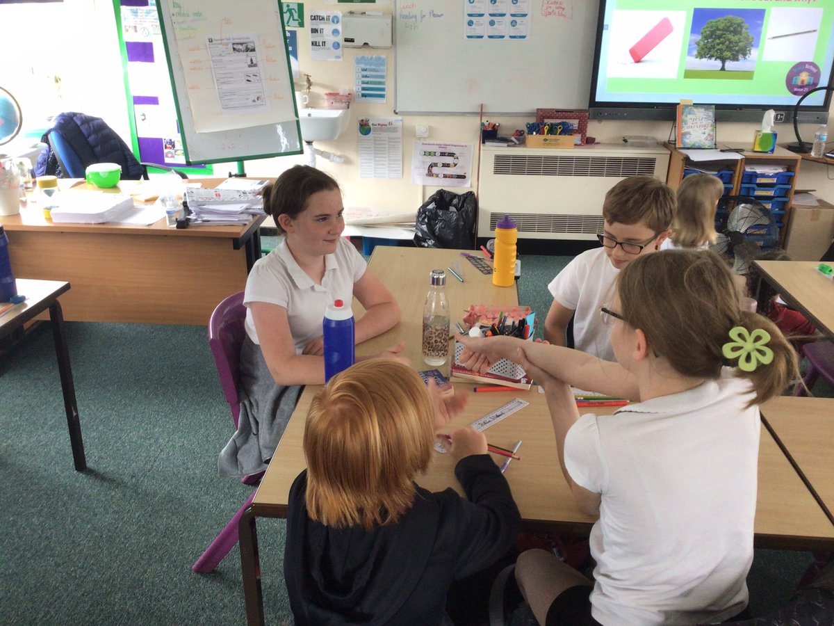 OJS_Year5's tweet photo. Silver Birch thoroughly enjoyed our #talkontuesday debate today. We focused on our talk tactics of summarise, challenge and build. We practised signalling we wanted to speak by putting our thumbs in the circle to show we wanted to offer our point of view. https://t.co/K4HiD3bq76