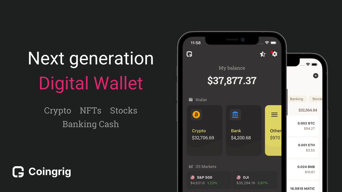coingrig's tweet photo. Coingrig is a next-generation Digital Wallet bridging crypto and traditional financial platforms. We make it easy for people to manage and track their finances.

Download, Install and Refer 
#coingrig #cryptoevolution 

👉https://t.co/hzfRNoKH8C https://t.co/TtimvWc0f9