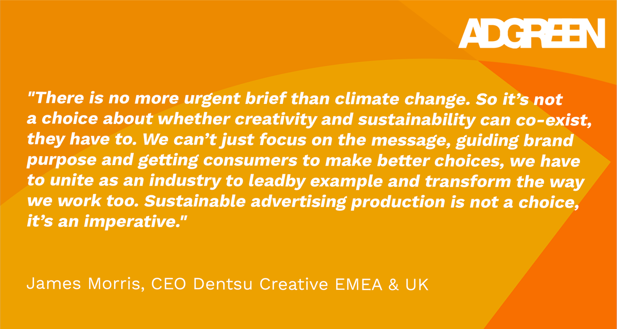 AdGreen (@weareadgreen) on Twitter photo This week we are sharing insights from our industry panel, who joined us last Thursday at Cannes.
James Morris is the CEO at <a href="/dentsuCRTVUK/">Dentsu Creative UK</a>, and had this to say on why creativity and sustainability can co-exist.
#advertising #sustainability #creativity #environment This week we are sharing insights from our industry panel, who joined us last Thursday at Cannes.
James Morris is the CEO at <a href="/dentsuCRTVUK/">Dentsu Creative UK</a>, and had this to say on why creativity and sustainability can co-exist.
#advertising #sustainability #creativity #environment