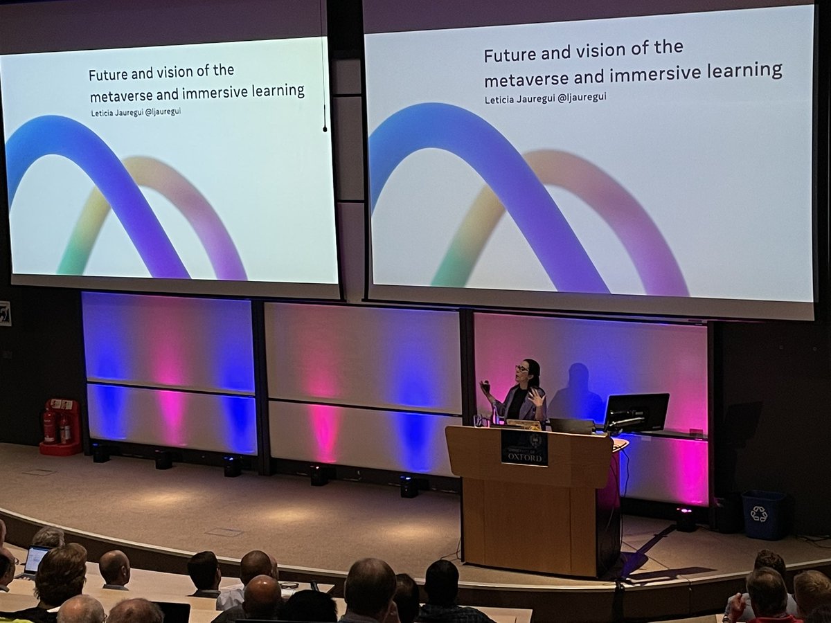 ICTF_Conference's tweet photo. Leticia Jauregui is now talking about the ‘Future and Vision of the Metaverse and Immersive Learning’ at #ICTF22 https://t.co/ZC9bQ5pyyr