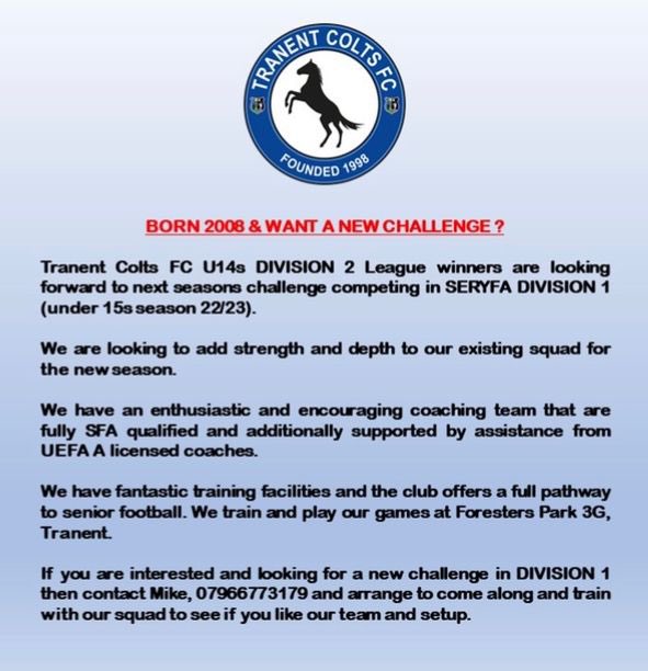 CraigWeir78's tweet photo. After a successful season as Div 2 League Winners we are keen to add to our current squad for next season in Div 1.  Please do get in contact if interested directly, or to Mike. Pre-Season starts soon... @SERegionYFA @yfst https://t.co/ZWJJRhv95s