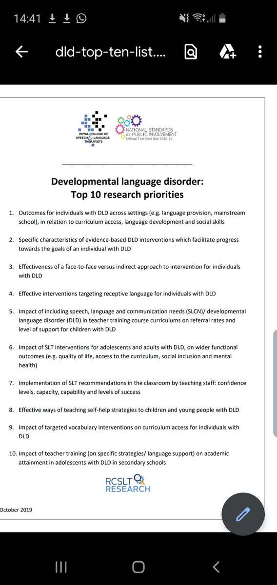 @lilacCourt showing the <a href="/RCSLT/">RCSLT 💙</a> research priorities for DLD #DevLangDis. Families and other stakeholders all want intervention research.

Courtenay calls on funders to match the funding for basic research for DLD with funding for intervention research 

#DBFest