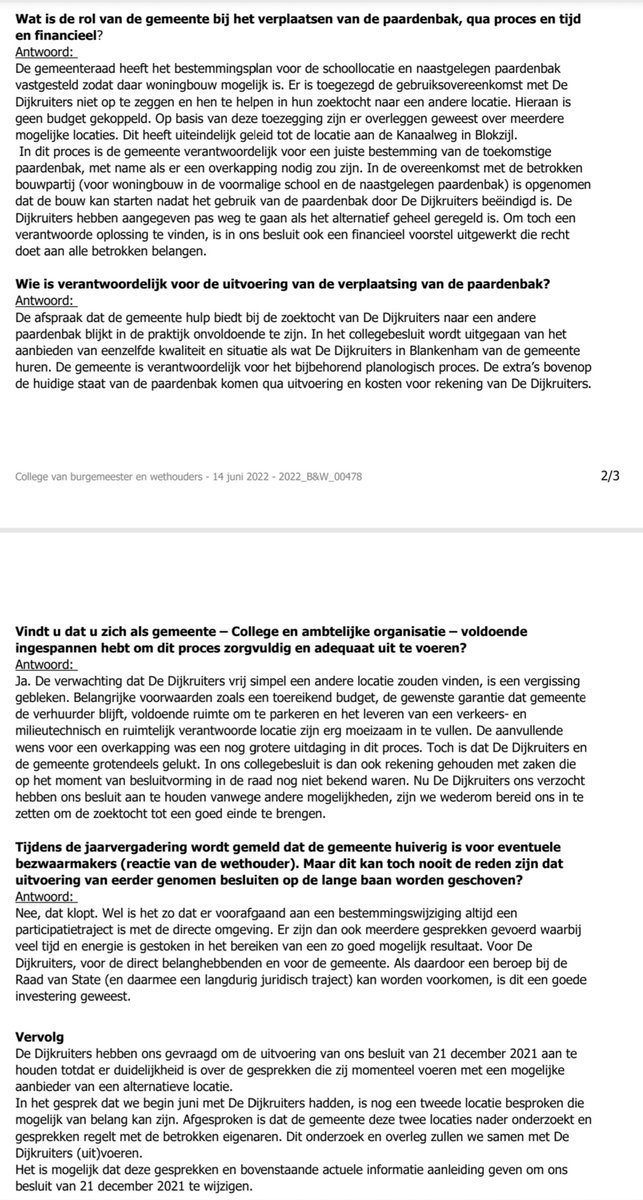 Onlangs kwam het college met antwoorden op onze raadsvragen over de verplaatsing van de paardenbak in Blankenham. We blijven het volgen...