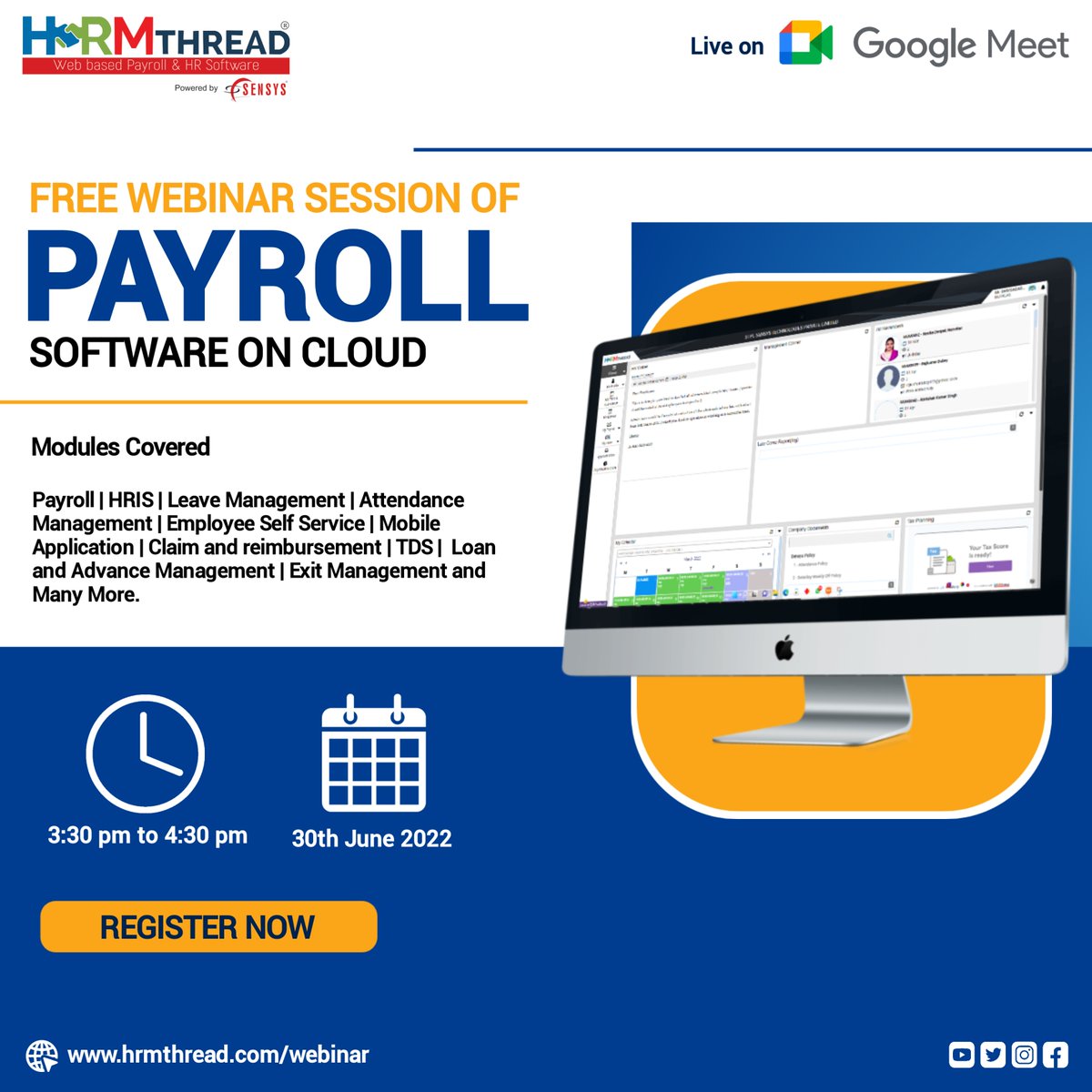sensystech's tweet photo. JOIN THE BELOW LINK FOR A FREE WEBINAR SESSION WITH US OF SENSYS HRMTHREAD PAYROLL SOFTWARE ON THE CLOUD.

https://t.co/FQiyjPzwL6
Thu, Jun 30th, 2022, 3:30 PM - 4:30 PM IST Onwards!

#webinar #sensystechnologies #hrmthread #seminar #online #seminaronline #webinars #training #hrm https://t.co/Lo5J6fhWSI