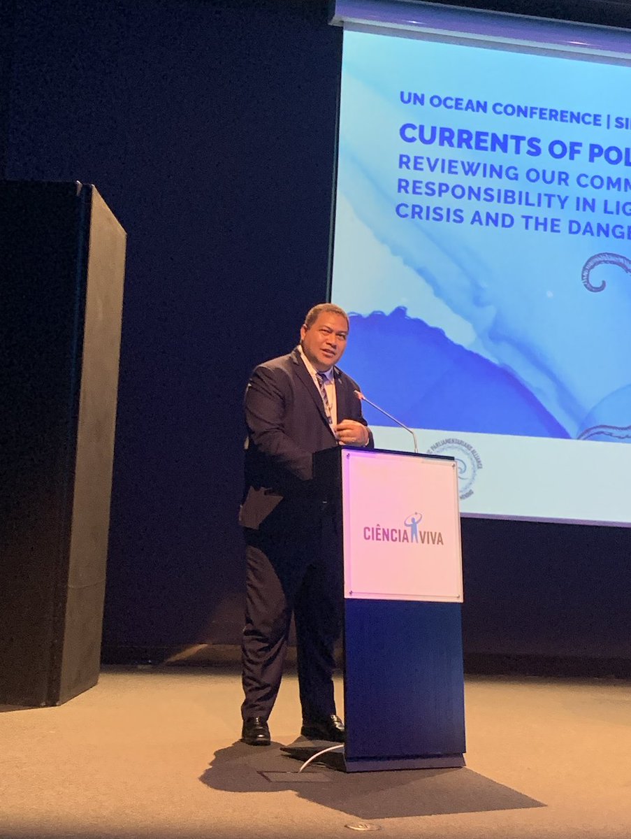 DeepSeaConserve's tweet photo. “Our common stewardship responsibility is to ensure stringent environ. protection in the light of the potential harm that #SeabedMining could entail on ecosystems, biodiversity, fisheries, & worst, the potential harm on the climate function” @samuelu_Laloniu
#UNOC2022 #PPADSM https://t.co/QwzS05isxm