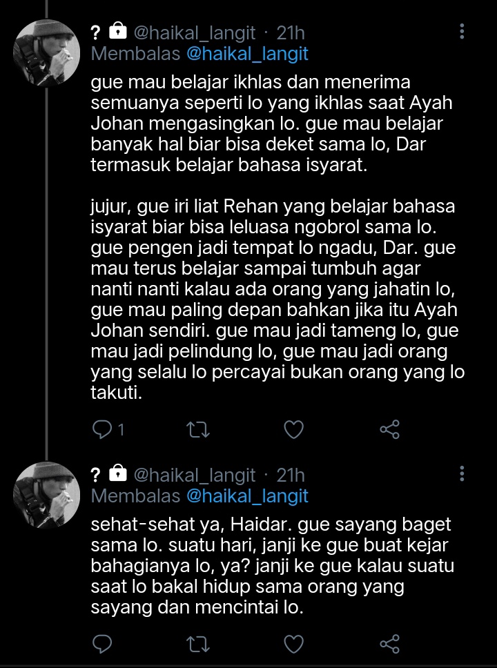 109. "maafin gue, Dar." —Haikal