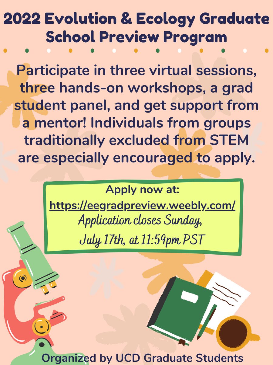 We're back for the 2022 round of our virtual graduate school preview program🥳This year we're running a 3 week program in August filled with paired mentors, workshops, &amp; a grad student panel. We especially encourage folks from groups traditionally excluded from STEM to apply!