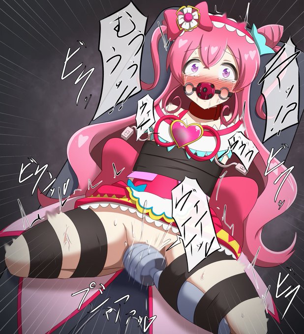 skebより、キュアプレシャスさん拘束絶頂責め。
力尽き変身解け始め状態を添えて。 