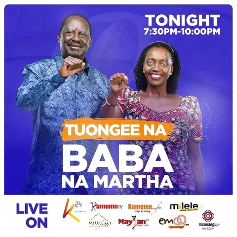 Baba na Mama watakuwa live on air tonight #BabaNaMama #BabaThe5th @TheODMparty @nicolasjublot