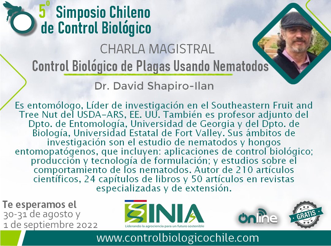 CTCBINIA's tweet image. El 31 de agosto, contaremos con la charla magistral del Dr. David Shapiro-Ilan del USDA "Control biológico de plagas usando nematodos entomopatógenos".
Te esperamos, inscríbete en👇🏽💻 :
us02web.zoom.us/webinar/regist…