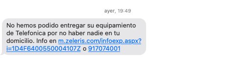 juanmanito's tweet photo. @zeleris Todo el día de ayer en casa y al final del día recibo un SMS de que “no había nadie en mi domicilio”, no entiendo. Hoy tiene la misma pinta todo. ¿Será que hoy también tendremos que quedarnos encerrados en casa? https://t.co/tDPjs4tU7H