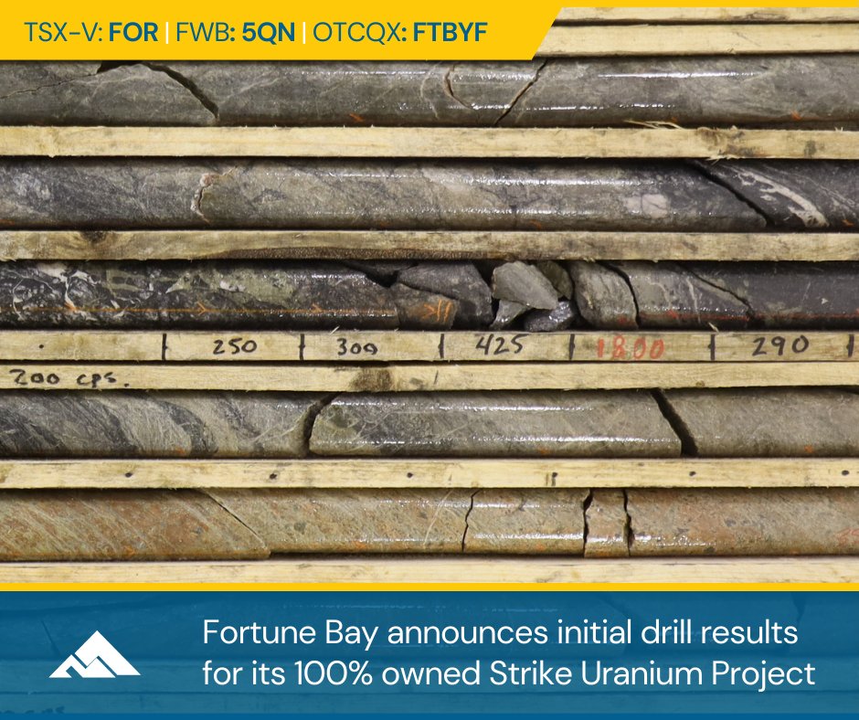 fortunebaycorp's tweet photo. $FOR.V | Fortune Bay intersects elevated radioactivity in maiden #drillprogram at the Strike Uranium Project located in northern #Saskatchewan.
https://t.co/utdZDtjPjZ
#mining #saskmining #juniormining #uraniumstock #miningnews #investing #uranium #miningindustry #StockstoWatch https://t.co/S6sfbWxZy8