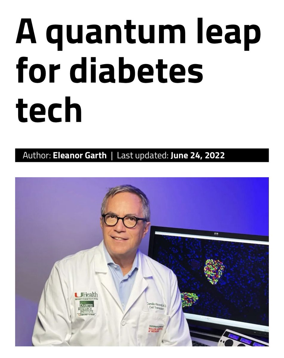 CamilloRicordi's tweet photo. https://t.co/GPz0bHM0Nh
#diabetes #transplantation without #immunosuppression #itolerance https://t.co/YusEnjLmbt