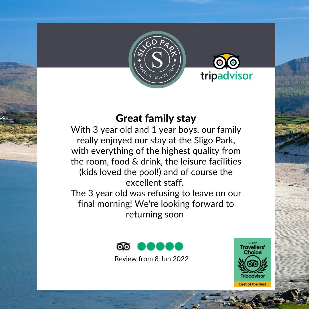 Lovely review from one of our many families that visit the Sligo Park Hotel. #makingmemories2022 #ExploreSligo #FamilyOffers #FamilyBreaks #tripadvisor