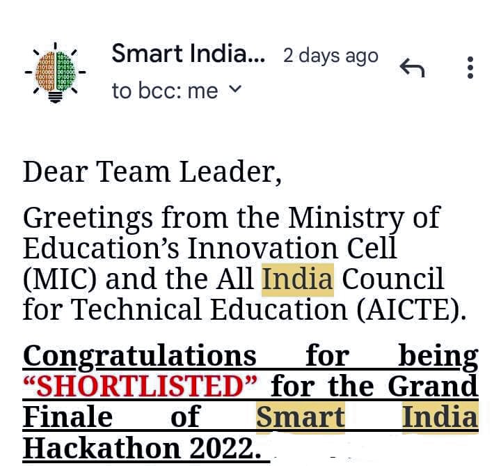 Shri G.S. Institute of Technology & Science (@shri_gsits) on Twitter photo A team of students from <a href="/shri_gsits/">Shri G.S. Institute of Technology & Science</a> has been shortlisted for the Grand Finale of Smart India Hackathon 2022 @SIH2022_MIC over "software" category.
Team consisted of Ashish Darekar, Devesh Rajwani, Harsh Bishnoi, Gaurav Gupta, Isha Agrawal, Darshika Joshi.
#sgsits #indore A team of students from <a href="/shri_gsits/">Shri G.S. Institute of Technology & Science</a> has been shortlisted for the Grand Finale of Smart India Hackathon 2022 @SIH2022_MIC over "software" category.
Team consisted of Ashish Darekar, Devesh Rajwani, Harsh Bishnoi, Gaurav Gupta, Isha Agrawal, Darshika Joshi.
#sgsits #indore