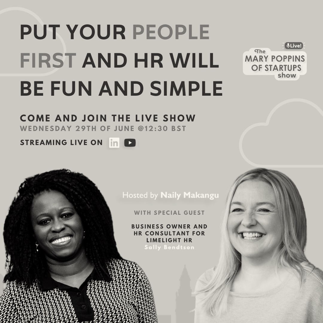 Tomorrow I will be joining Naily Makangu on The Mary Poppins of Startups show! Talking about how the people first approach can make HR fun and simple!

It will be streamed live on Linkedin and YouTube at 12:30 BST. The link can be found below 👇

youtube.com/watch?v=lvM_vE…