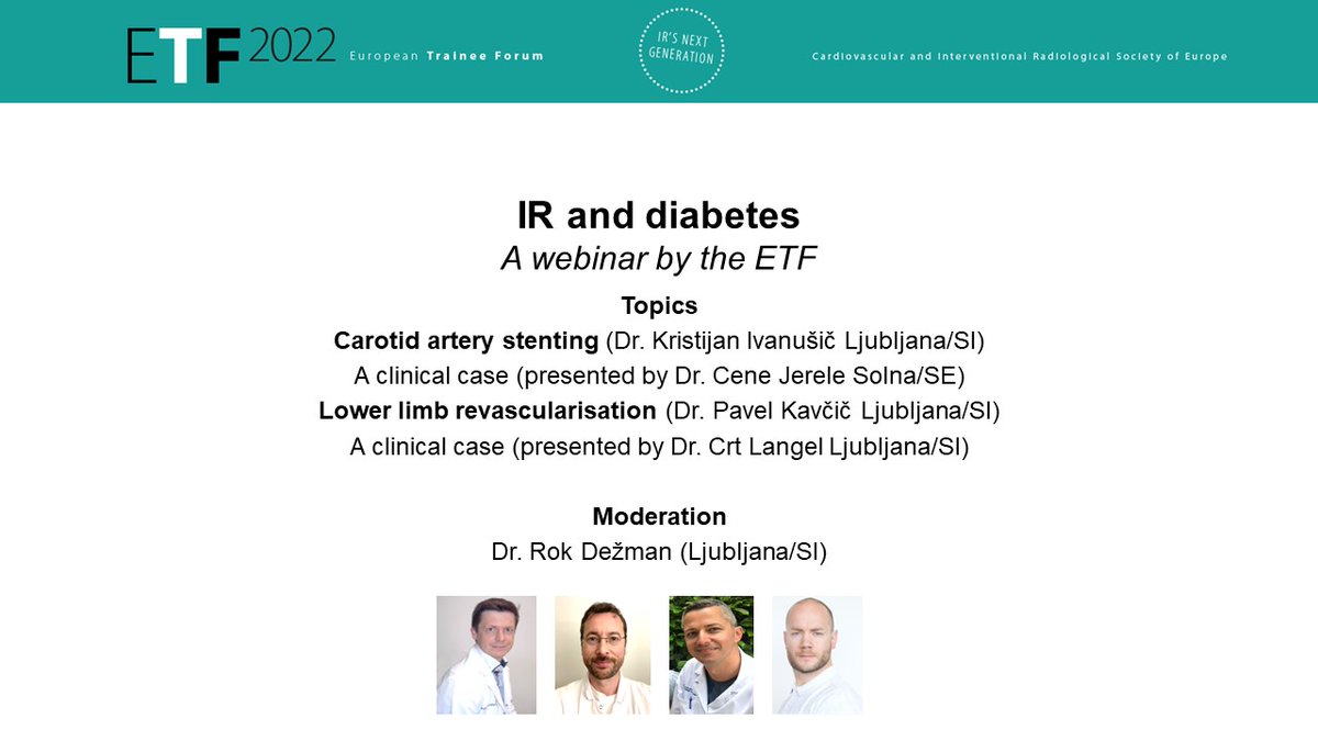 CIRSE European Trainee Forum (@etf_irtrainees) on Twitter photo Do not miss out our webinar on IR and diabetes!
Moderation: <a href="/rokdezman/">Rok Dezman</a>
📅Thursday, June 30, 18:00 CEST
Register here 👉ow.ly/tXG950Jo3PM
Find out more on the upcoming and past webinars at: ow.ly/lPrH50Jo3PK
#interventionalradiology #IRtrainees #ETF #CIRSE Do not miss out our webinar on IR and diabetes!
Moderation: <a href="/rokdezman/">Rok Dezman</a>
📅Thursday, June 30, 18:00 CEST
Register here 👉ow.ly/tXG950Jo3PM
Find out more on the upcoming and past webinars at: ow.ly/lPrH50Jo3PK
#interventionalradiology #IRtrainees #ETF #CIRSE