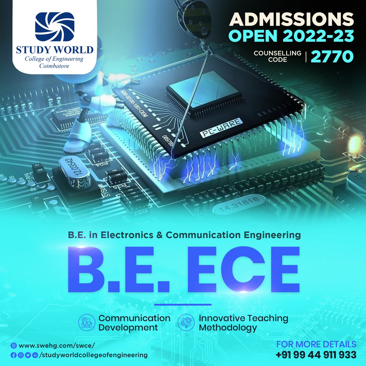 StudyWorldGI's tweet photo. Get #admission in an international institution ‼

Experienced faculty members dedicated to enabling problem-solving ability &amp; critical thinking skills. Industry tie-ups, and value added courses to #empower #career-future. 

#admissionopen 
#studyworldengineeringcollege https://t.co/7phiIlgqXA
