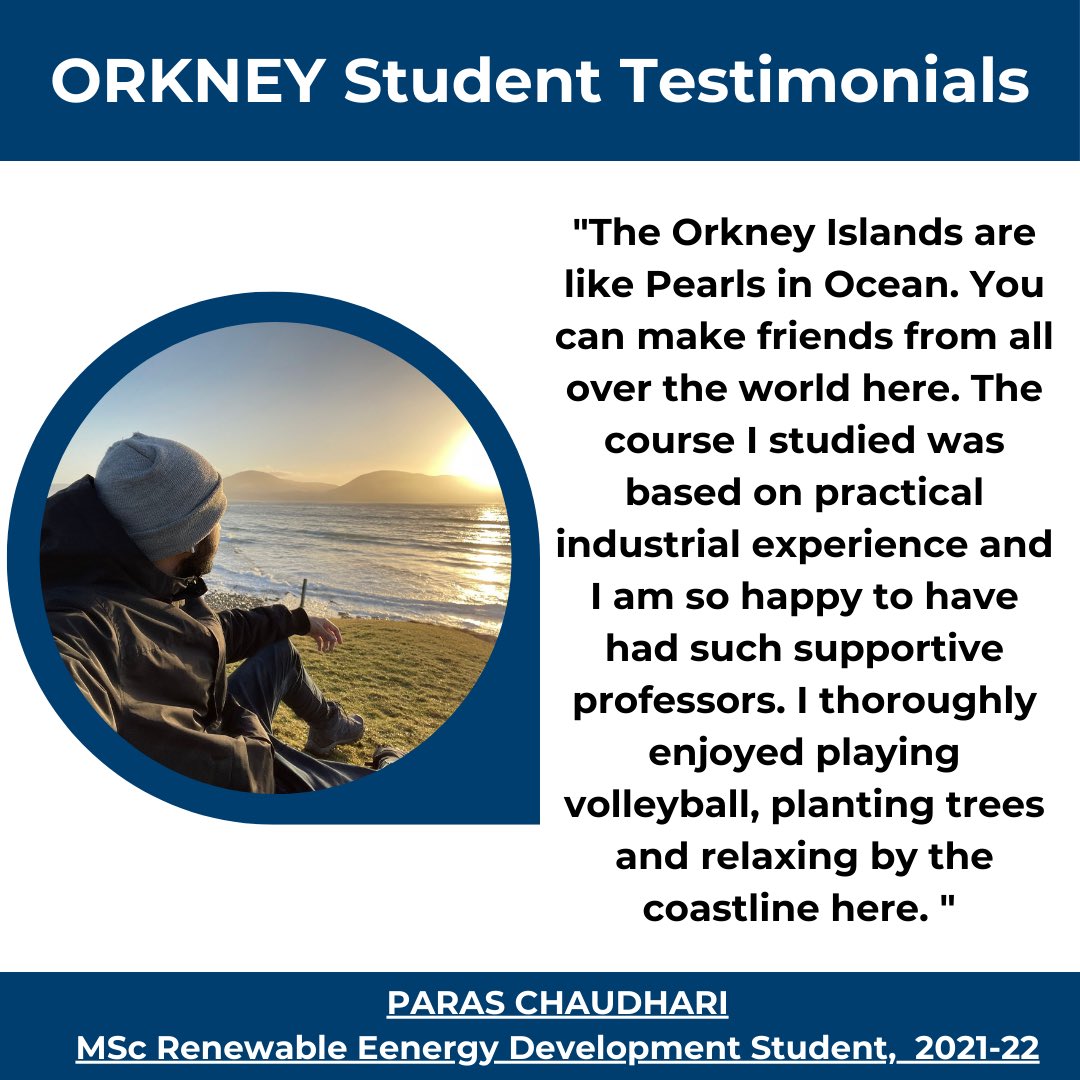 As we have come to the end of an academic year, Here’s what Paras Chaudhari, MSc Renewable Energy Development student,2021-22 shared about his experience of studying in the Orkney Campus of <a href="/HeriotWattUni/">Heriot-Watt University</a> .

<a href="/HWU_EGIS/">Heriot-Watt EGIS</a> 

#StudentTestimonials
#StudyInHWUOrkney