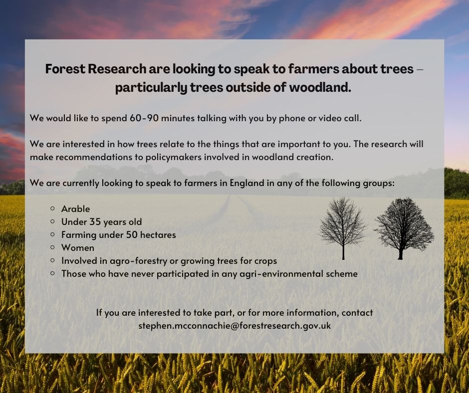 Our @SERG_FR team want to speak to farmers in England about trees on agricultural land - can you help? 