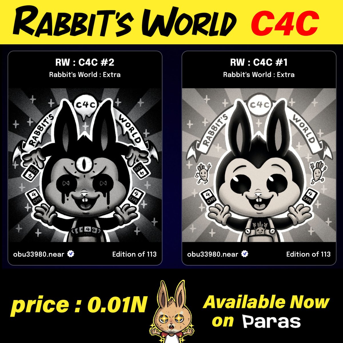 bubu33980's tweet image. Rabbit's World x C4C เข้าร่วมแล้วจ้า มาในแนว"rubber hose style"
สนใจไปกดกันได้เลย ราคาแค่นี้ 🤏 (0.01N) 
paras.id/collection/rab…
ช่องทางติดตามอื่นๆจ้า
discord.gg/RNeVnPwPpp