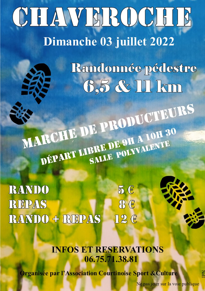 𝗥𝗮𝗻𝗱𝗼𝗻𝗻𝗲́𝗲 𝗴𝗼𝘂𝗿𝗺𝗮𝗻𝗱𝗲 𝗱𝘂 𝗱𝗶𝗺𝗮𝗻𝗰𝗵𝗲 𝟯 𝗷𝘂𝗶𝗹𝗹𝗲𝘁 
🚶‍♂️Rando 5€
🍽️ Repas 8€
🚶‍♂️🍽️ Rando + repas 12€

L’événement est ouvert à tous et sur 𝗶𝗻𝘀𝗰𝗿𝗶𝗽𝘁𝗶𝗼𝗻 𝗮𝘂 𝟬𝟲 𝟳𝟱 𝟳𝟭 𝟯𝟴 𝟴𝟭