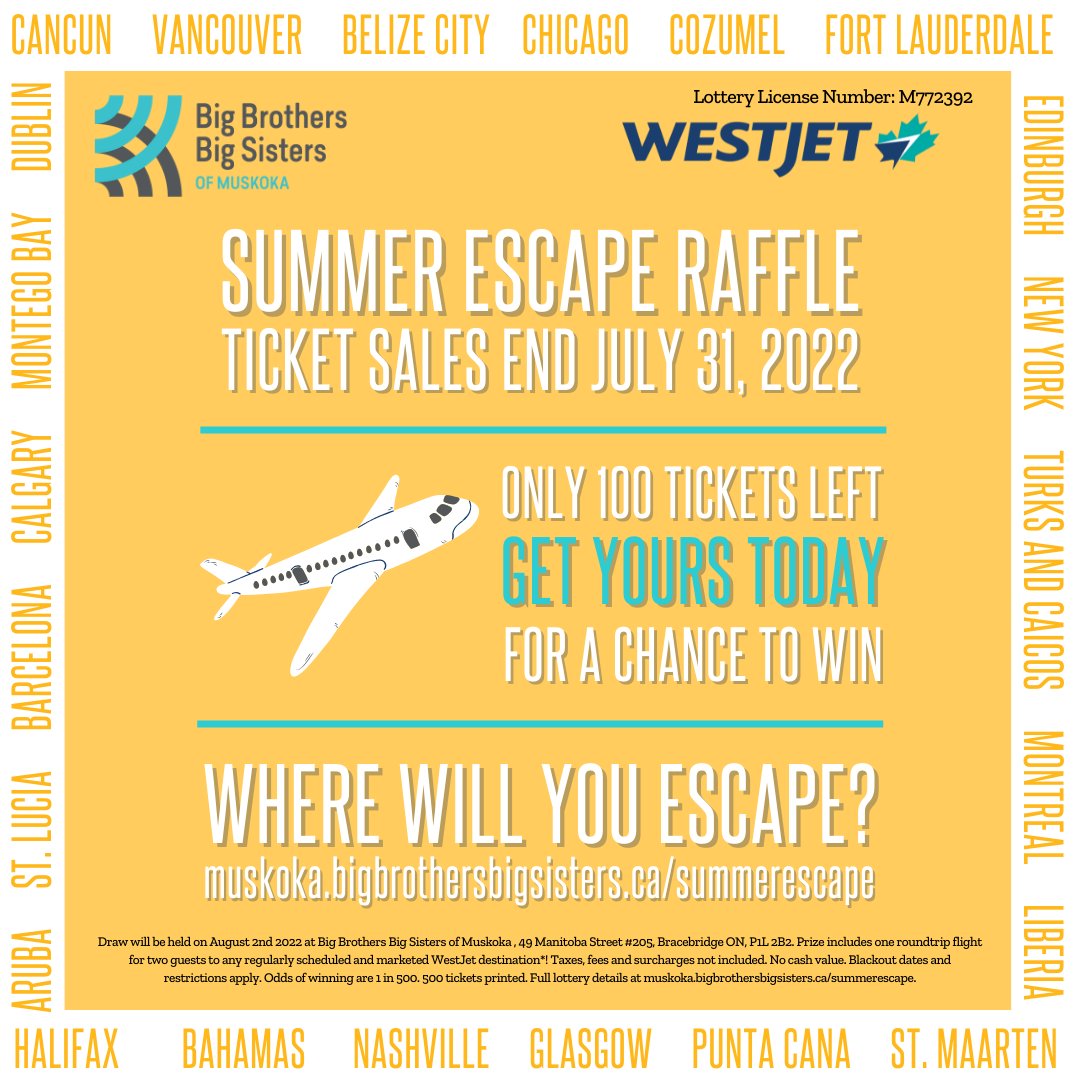 Escape with WestJet to Support Big Brothers Big Sisters of Muskoka - mailchi.mp/1d0cef5bc751/e…