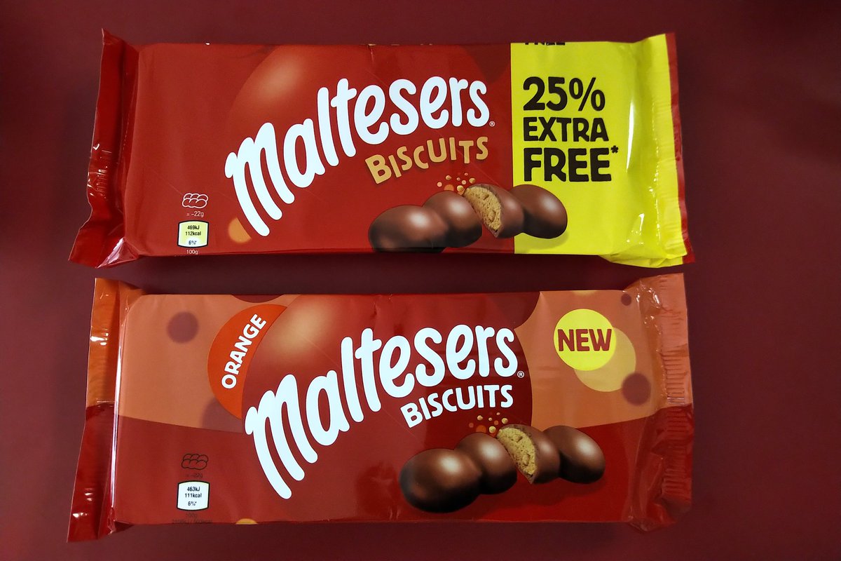 Well this is NEW.......Orange. Fans of Maltesers loved the original biscuit when released so now you can double down. Both available in our Whitby shop and online thru our website simplybritishfoods.com