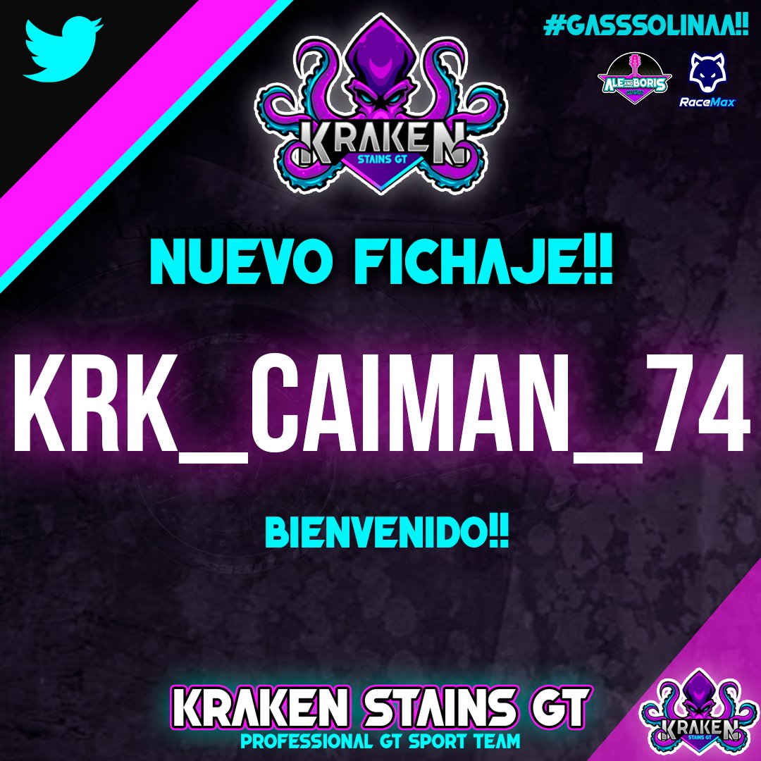 KrakenStainsGT's tweet photo. π£ NUEVO FICHAJE!! π£
π Damos la bienvenida a @CaimanM74 que a partir de hoy ya es nuevo piloto de Kraken Stains GT!
ππ₯π #GASSSOLINA @RaceMax2 https://t.co/tn5BcR5kj5