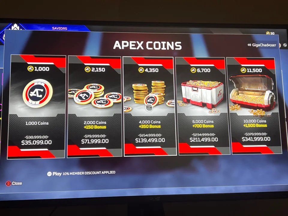 ophøre instruktør Give Apex Legends News on Twitter: "Insane discount on Apex Coins right now 😃  (u/Cultural_Award_1274) https://t.co/8MUH7fTpul" / Twitter