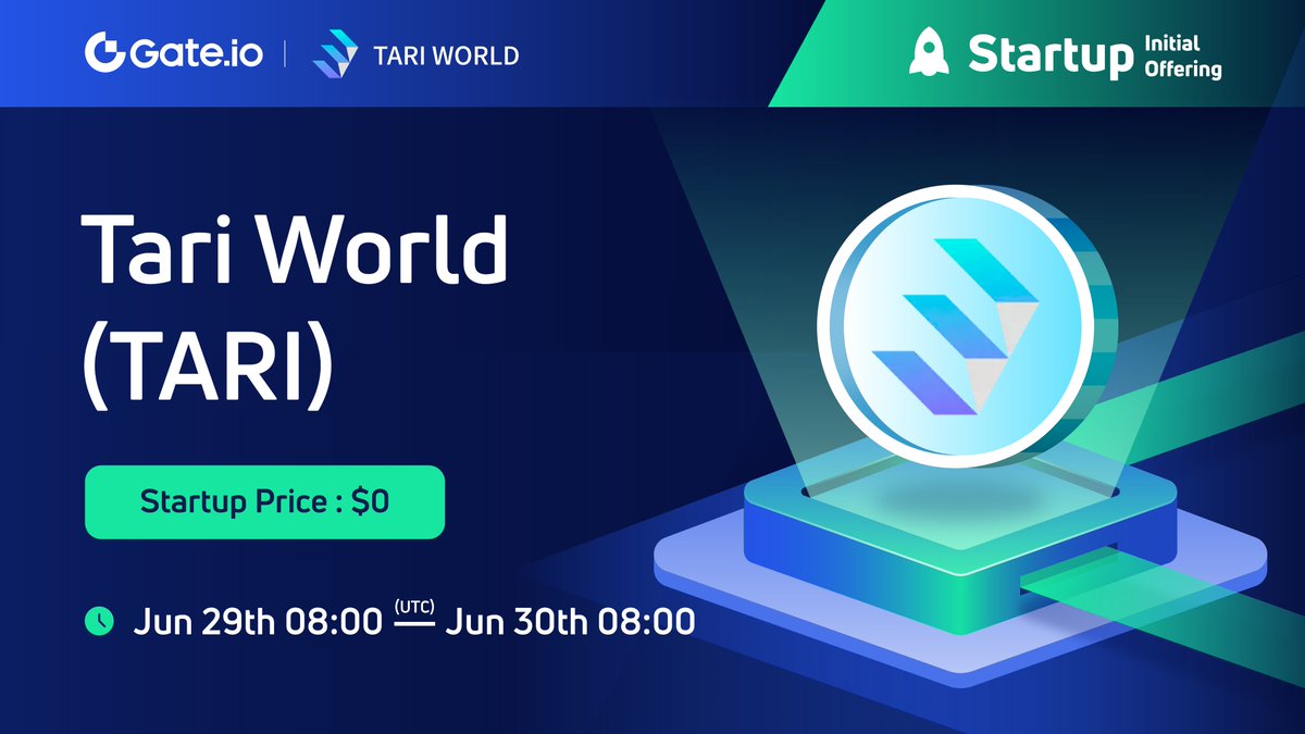 Gate.io Startup Free Offering: <a href="/TARI_WORLD/">TARI WORLD</a>

Duration: 08:00, Jun 29th- Jun 30th(UTC)
 
🧧100 lucky users will receive $5 each🧧
Follow <a href="/Gateio_Startup/">Gate.io Startup is now Gate Launch</a>
Like &amp; RT

Participate: gleam.io/anVK2/gateio-s…
Details: gate.io/article/27016
 
#Gateio #Startup #TARI