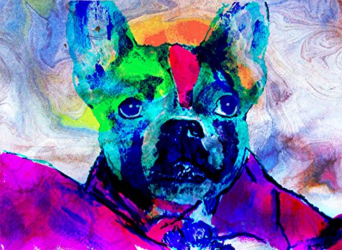 Boston Terrier Art, Boston Mom Gift, Modern Boston Bull Terrier Nursery Art, Boston Terrier Owner Gift, Dog Art Print, Colorful Boston Terrier Painting signed by Oscar Jetson oscarjetson.com/products/bosto… #dogs #painting