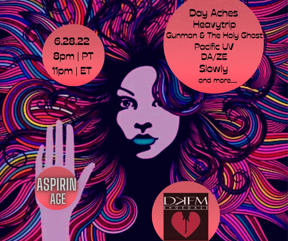 Sweet babies, tonight the floor’s the limit with an all new Aspirin Age for your listening pleasure. Join me at 8pm PT/11pm ET for this one hour ethereal journey filled with distortion, heavy guitars and other-worldy vocals only on DKFM.