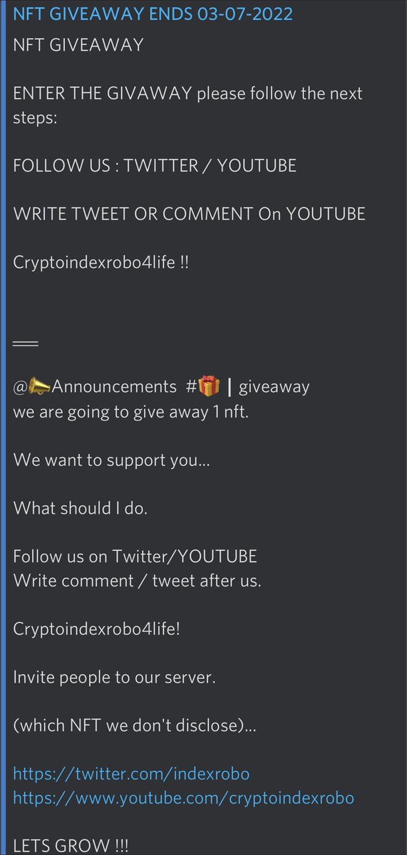 IndexRobo's tweet photo. #Giveaway #discord come join the community LETS GROWWWW !!!  
Like &amp; RT -> Follow.
Comment with: Cryptoindexrobo4life!
Follow us on Youtube: https://t.co/y3tSRzVLYA
https://t.co/X9cn06UI13 💛 https://t.co/nVO6VbrjqG