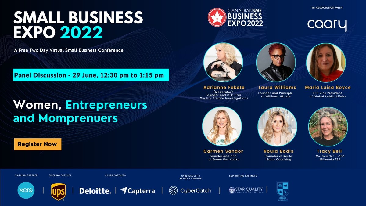 Excited to be part of the Women’s Entrepreneurship panel discussion at the CanadianSME Small Business Expo 2022  on Wednesday, June 29th at 12:30 pm to discuss how we can empower women, entrepreneurs, through COVID-19 and beyond. <a href="/UPS_Canada/">UPS Canada</a> <a href="/UPSPolicy/">UPS Public Affairs</a>