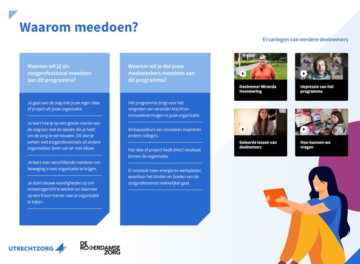 DoeSamen's tweet image. Vernieuwend Werken in de Zorg start na de zomer weer! Meer informatie: lnkd.in/e3NG89bW #innoverendoejesamen @ReinaerdeZorg