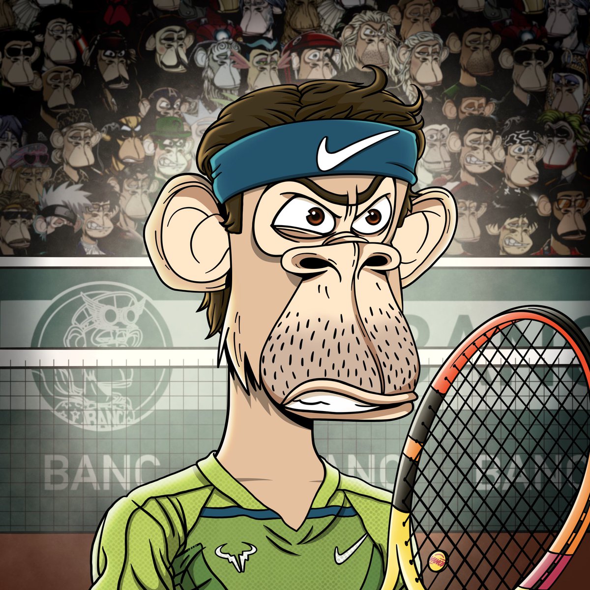 My favourite player is kicking off his #Wimbledon campaign today, so it's the perfect time to introduce Rafape Nadal created by <a href="/BoredApeNotClub/">Bored Ape Not Club</a>

Vamosss Rafa! 🎾

#CentreCourt100 #RafaelNadal𓃵