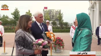 AmirehNajari's tweet photo. مایک پنس در اشرف ۳ دیدار با خانم مریم رجوی 
کانونهای شورشی امروز مرکز امید مردم ایران هستند .شعله اعتراضات امروز بیش از هر زمان دیگری به یمن وجود شما فروزان است .
#FreeIran2022
#Mikepense https://t.co/vqhJheV435